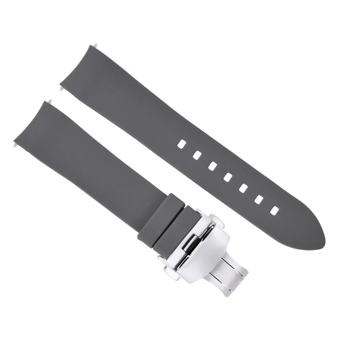 CURVED END SILICONE RUBBER STRAP FOR OMEGA SEAMASTER - 20MM