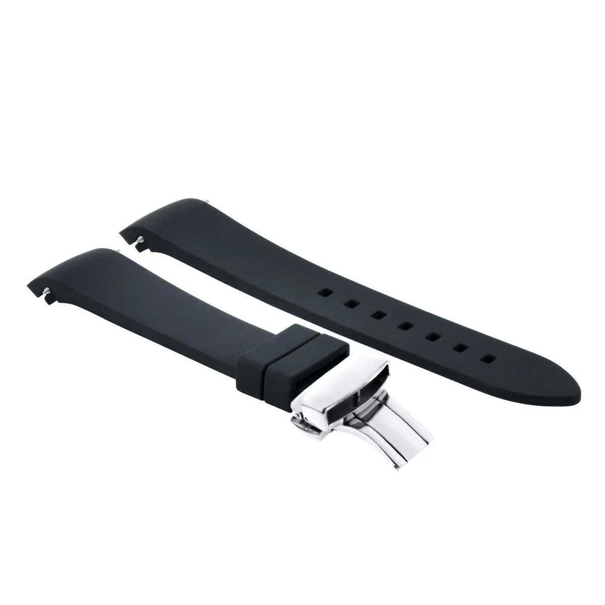 CURVED END SILICONE RUBBER STRAP FOR OMEGA SEAMASTER - 22MM