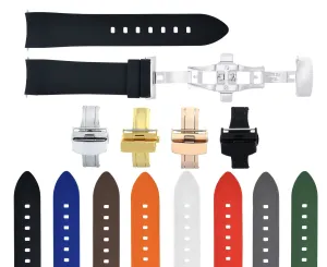 CURVED END SILICONE RUBBER STRAP FOR OMEGA SEAMASTER - 22MM