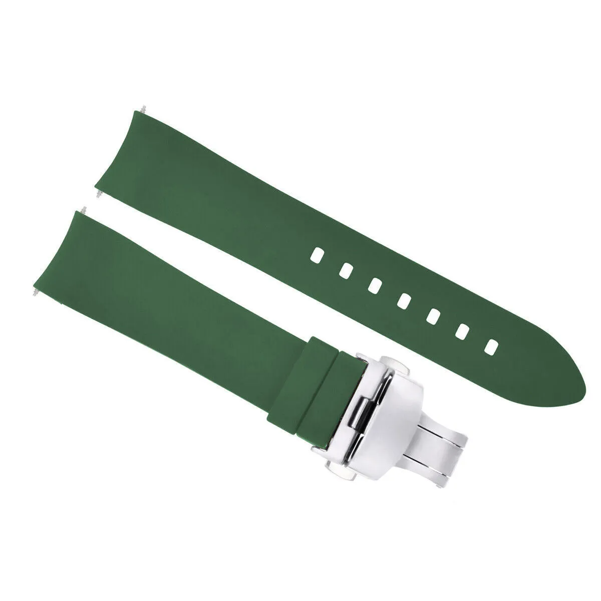 CURVED END SILICONE RUBBER STRAP FOR OMEGA SEAMASTER - 22MM