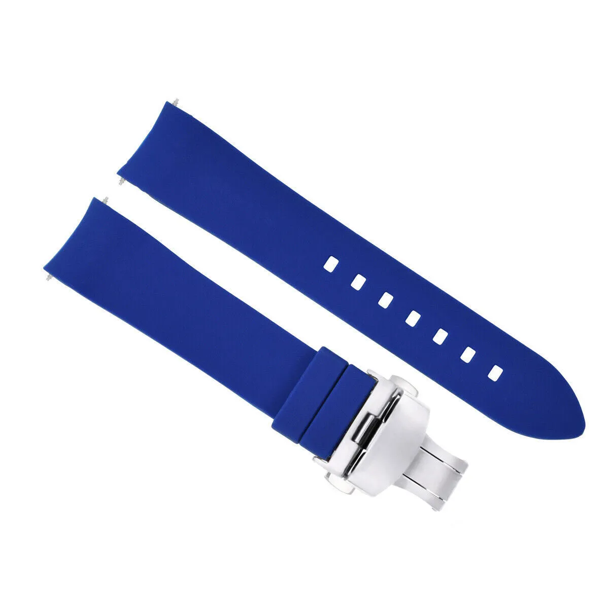 CURVED END SILICONE RUBBER STRAP FOR OMEGA SEAMASTER - 22MM