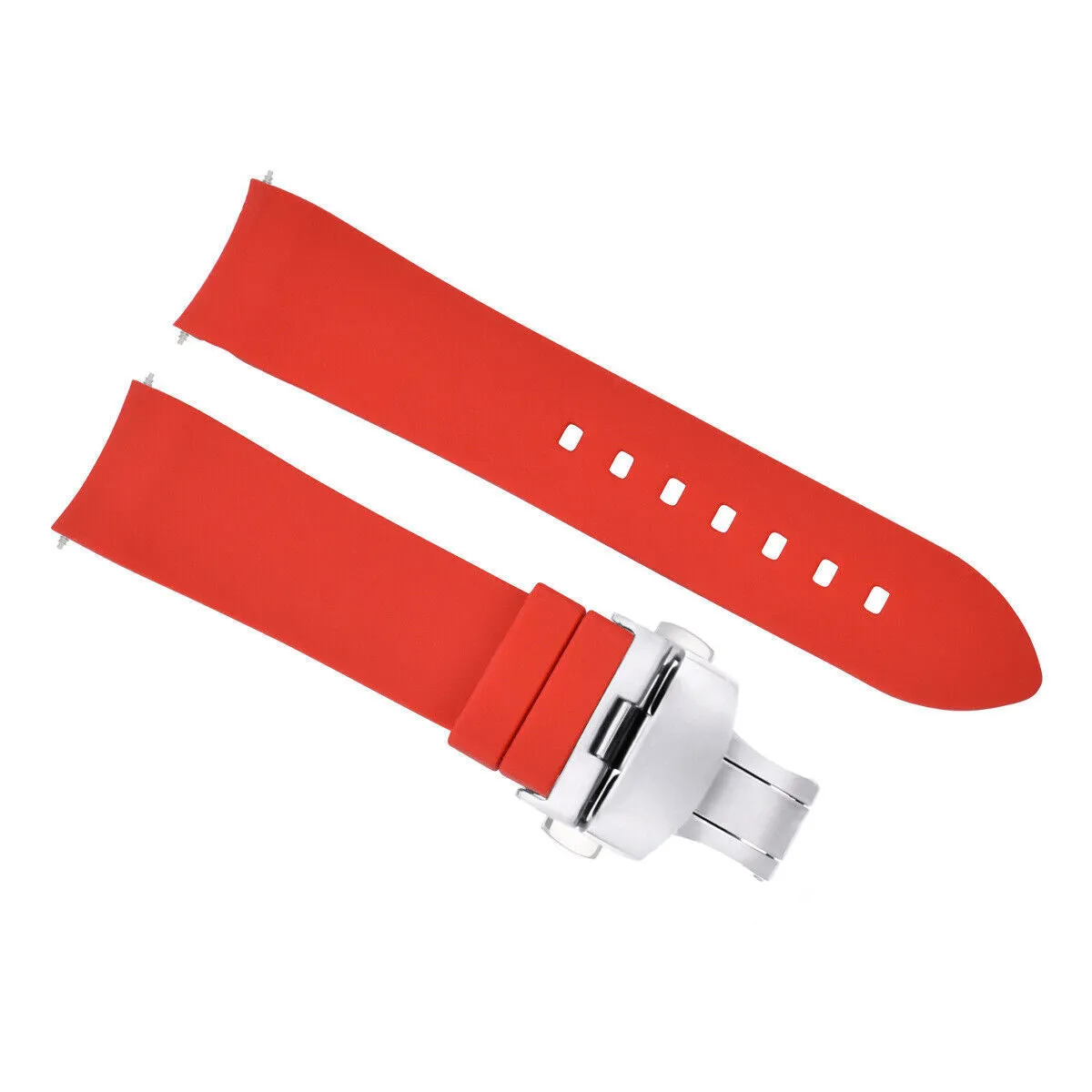 CURVED END SILICONE RUBBER STRAP FOR TAG HEUER CARRERA MONACO - 20MM