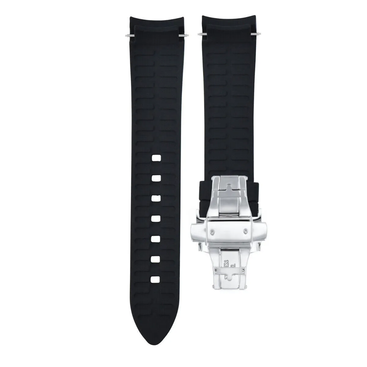 CURVED END SILICONE RUBBER STRAP FOR TAG HEUER CARRERA MONACO - 20MM
