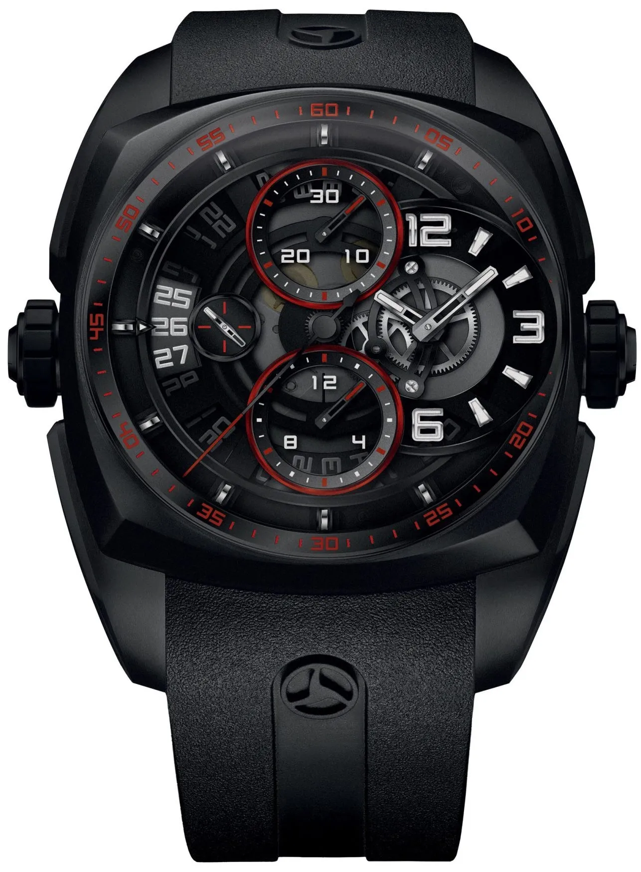 CYR Watch Klepcys Skeleton Chronograph Dark And Red Black DLC Steel Limited Edition