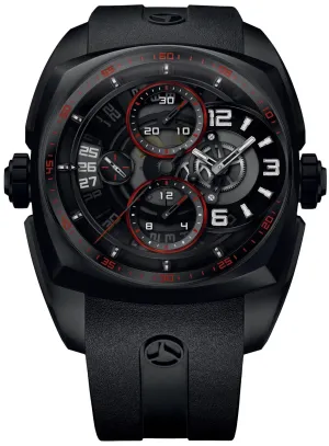 CYR Watch Klepcys Skeleton Chronograph Dark And Red Black DLC Steel Limited Edition