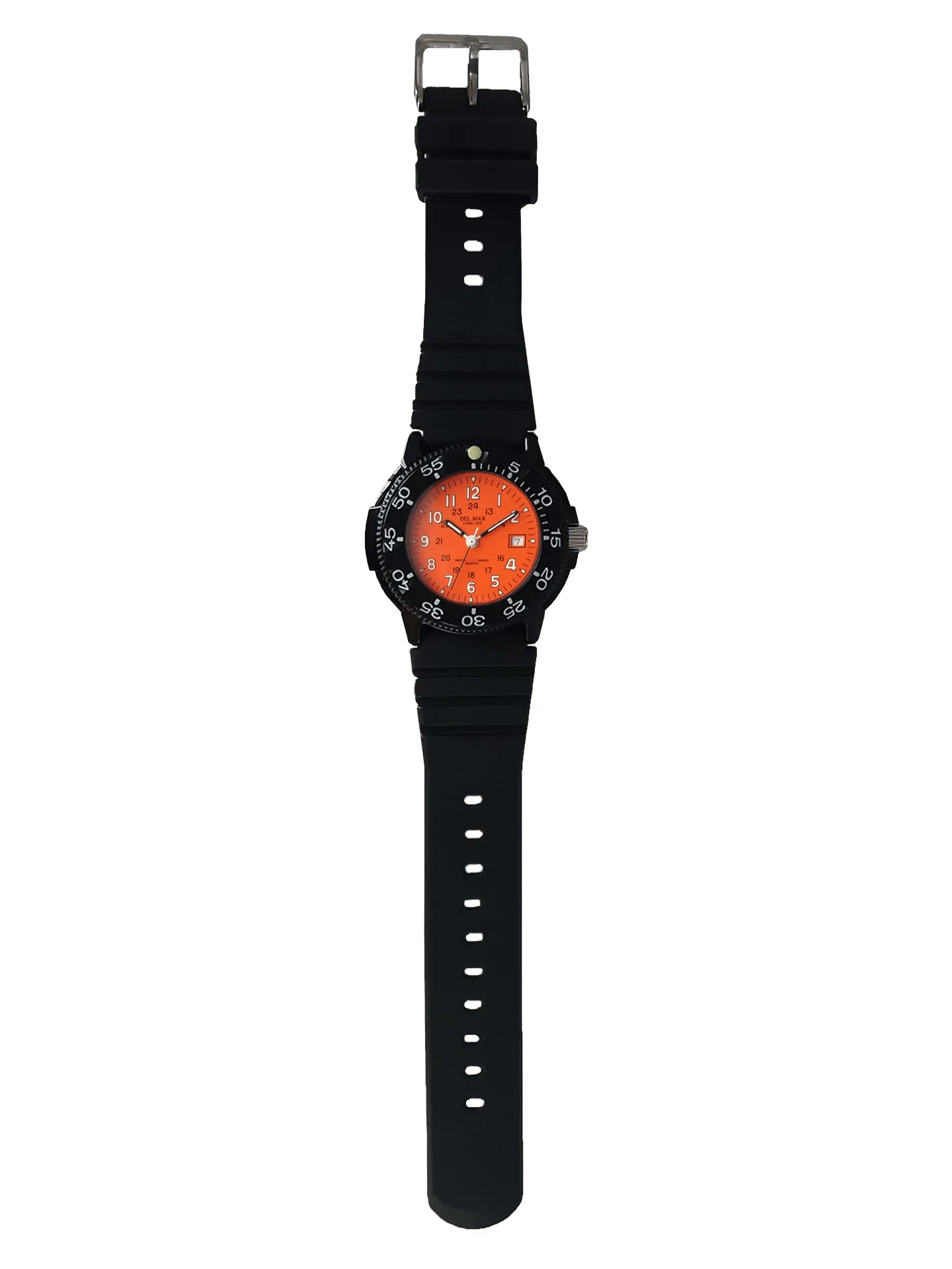 Del Mar Sand Key Ladies: Orange Face, Black Strap, 200m Water Resistant #50507