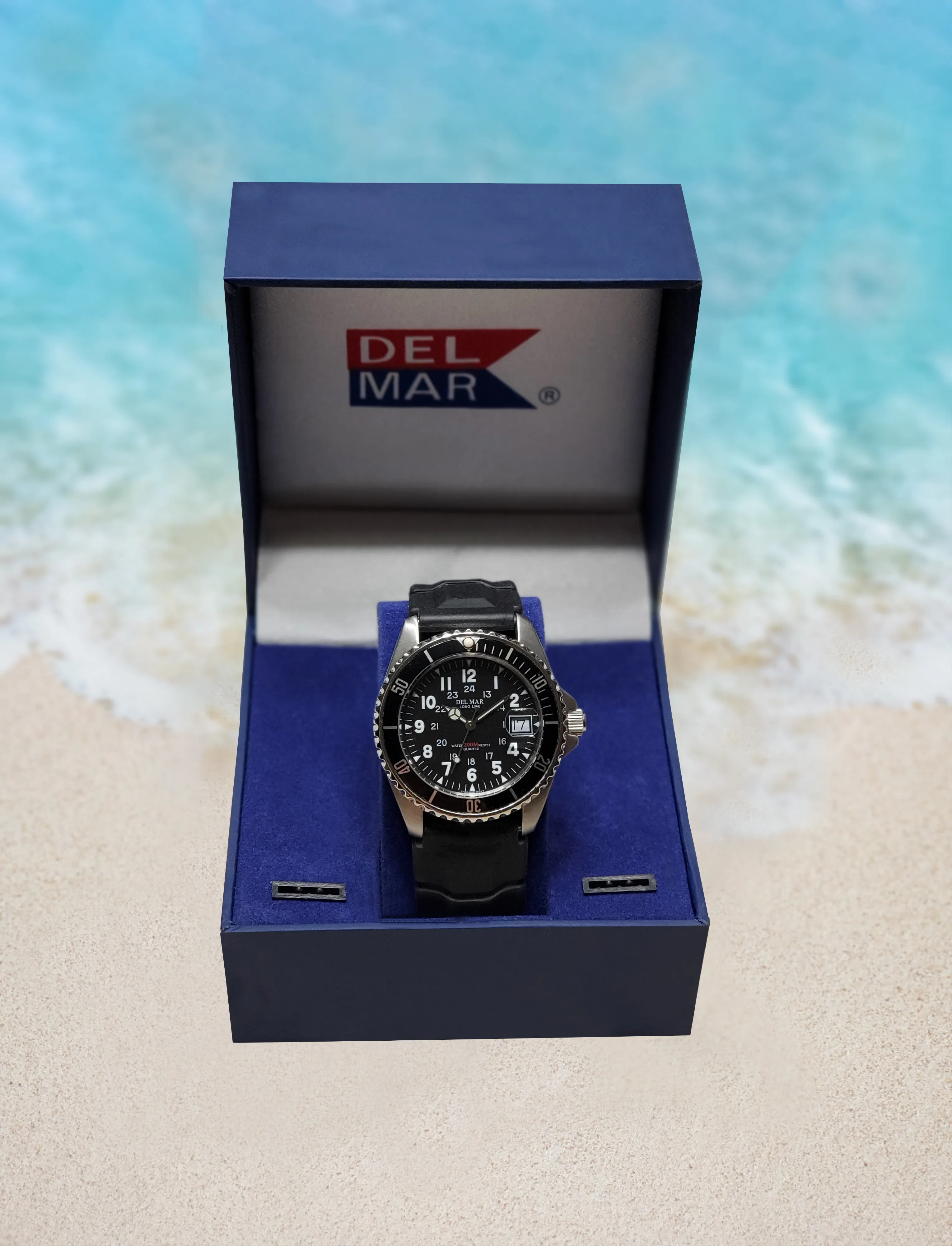 Del Mar Watches Men's and Youth Sportstrap: Yellow Nautical Face, 43mm, 200m Water Resistant #50259