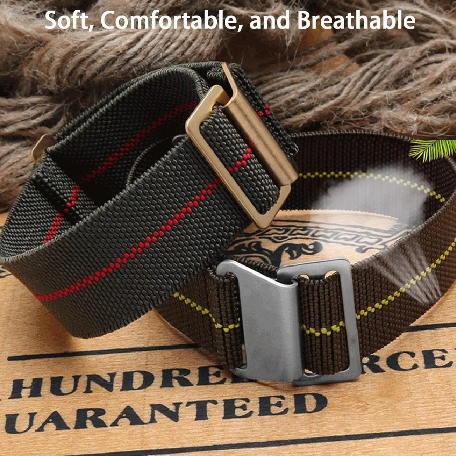 Elastic Nylon Watch Band French Troops Paratrooper Military Parachute Style 18mm 20mm 22mm Hook-and-Loop Premium Striped Fabric Nylon Replacement Watch Strap for Men Women