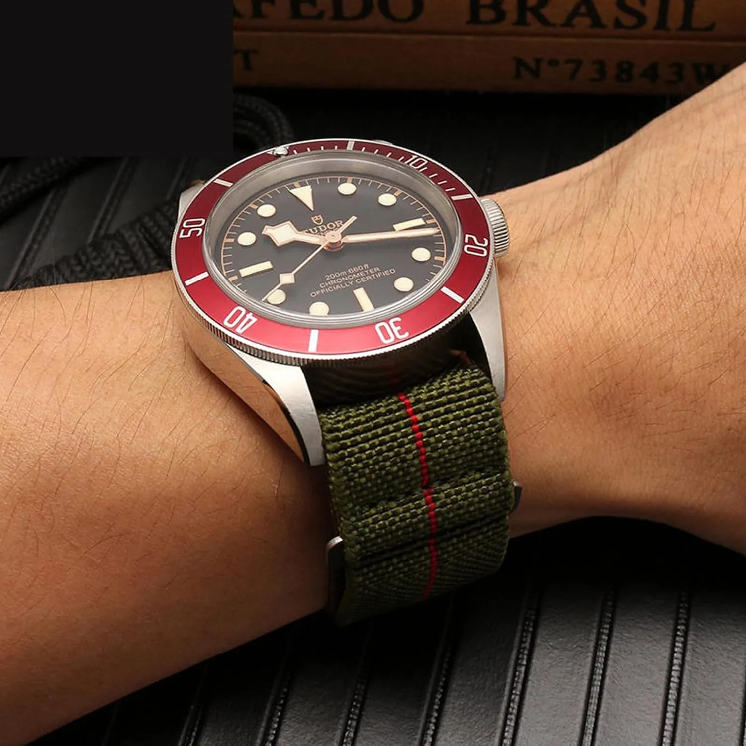 Elastic Nylon Watch Band French Troops Paratrooper Military Parachute Style 18mm 20mm 22mm Hook-and-Loop Premium Striped Fabric Nylon Replacement Watch Strap for Men Women