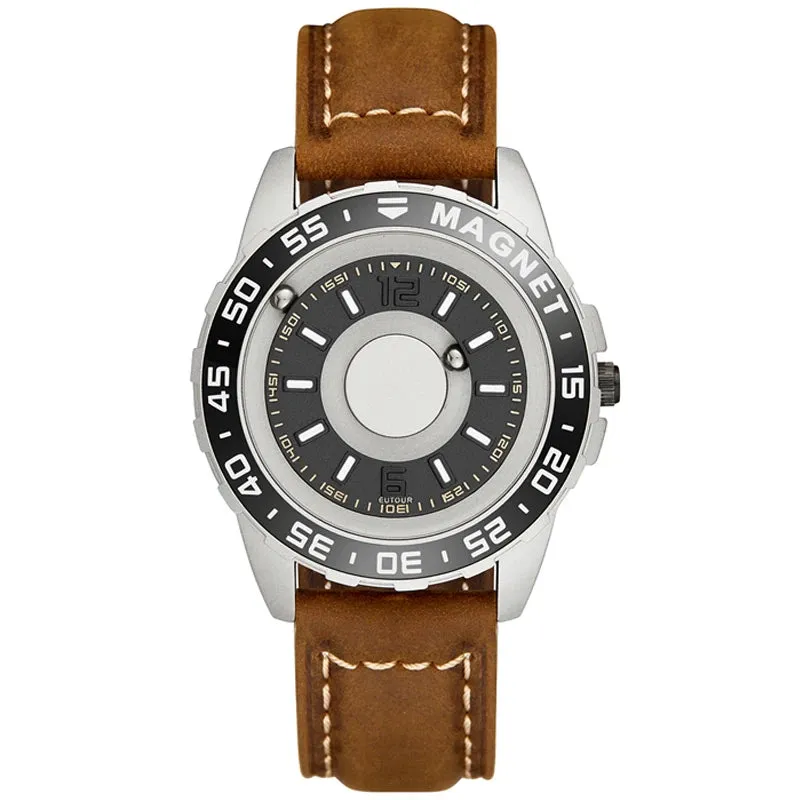 EUTOUR New Innovative Men Watch Black Brown Magnetic Metal Multifunctional Watch Men's Fashion Sports Quartz Watch Men's Watches