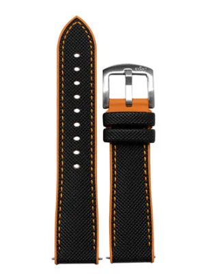 Evant Black/Orange Sailcloth Rubber Strap