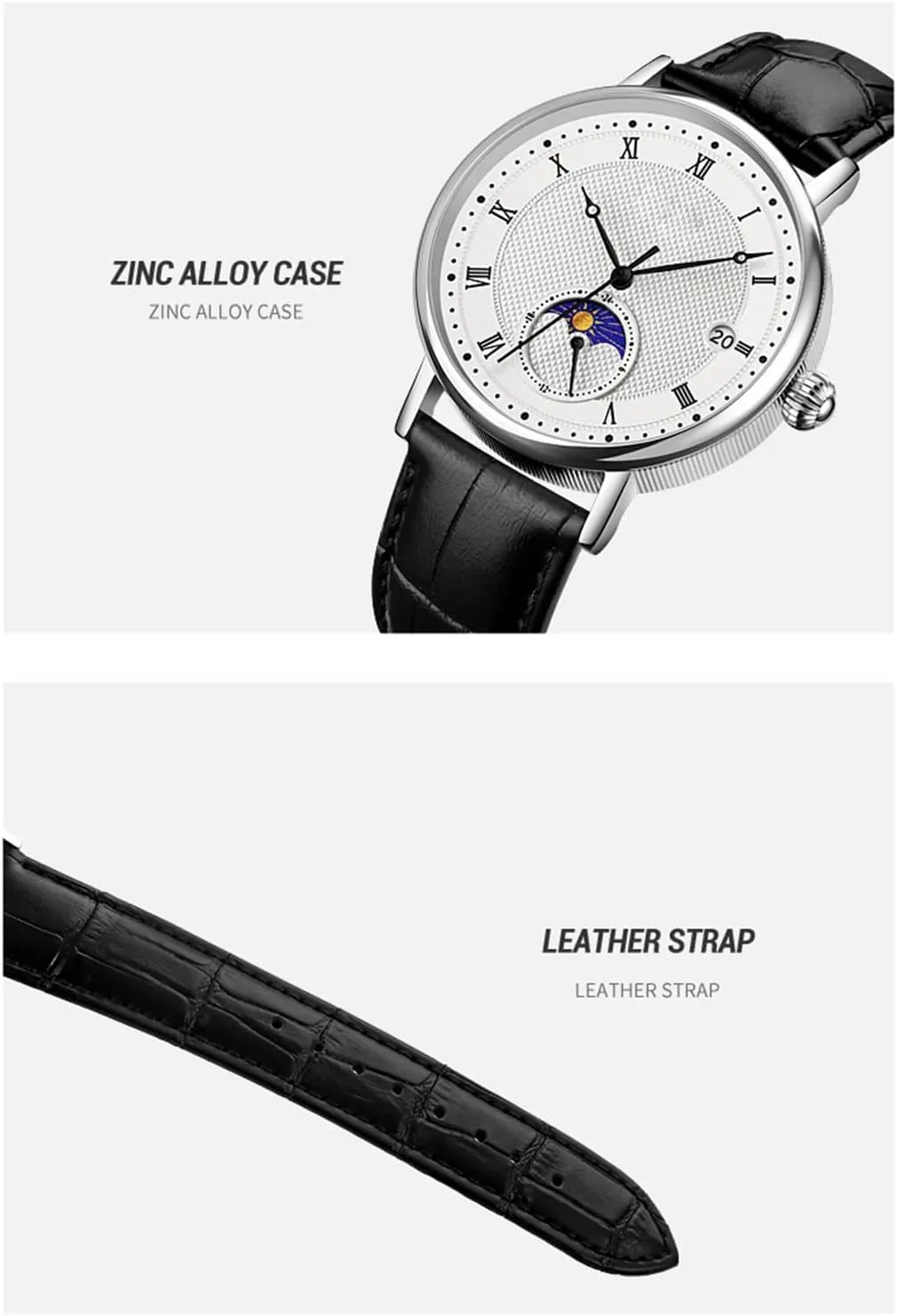 FANMIS Business Men's Women's Watch Leather Or Stainless Steel Waterproof Date Quartz Wristwatches