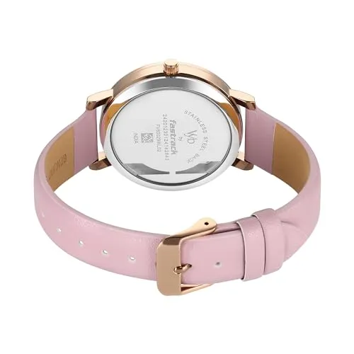 Fastrack Leather Analog Rose Gold Dial Women Watch-Fv60029Wl02W, Rose Gold Band