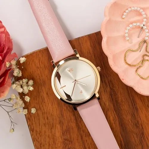 Fastrack Leather Analog Rose Gold Dial Women Watch-Fv60029Wl02W, Rose Gold Band