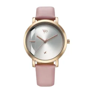 Fastrack Leather Analog Rose Gold Dial Women Watch-Fv60029Wl02W, Rose Gold Band