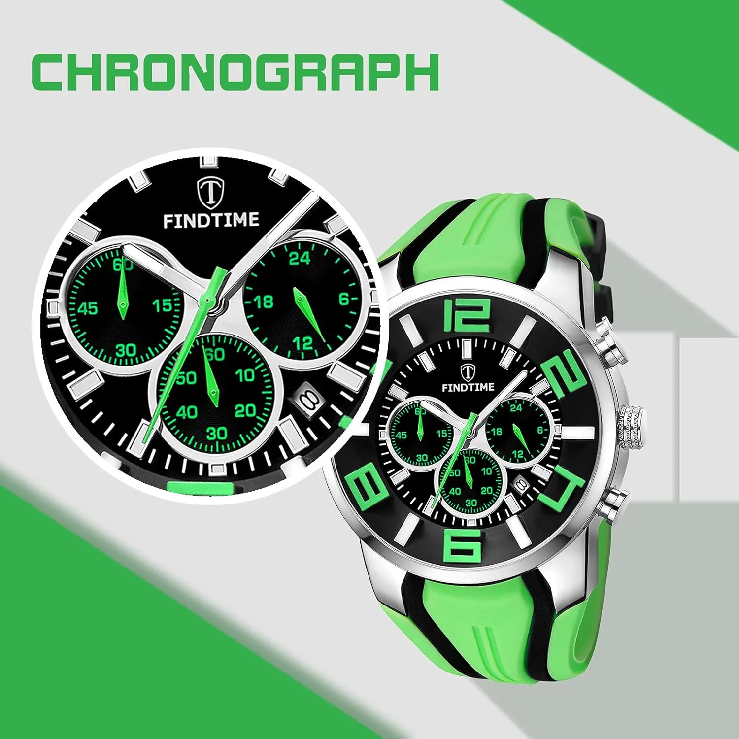 findtime Mens Sport Watches for Men Reloj para Hombre Colorful Cool Unique Analog Stylish Wrist Watch Chronograph for Running Training Stopwatch