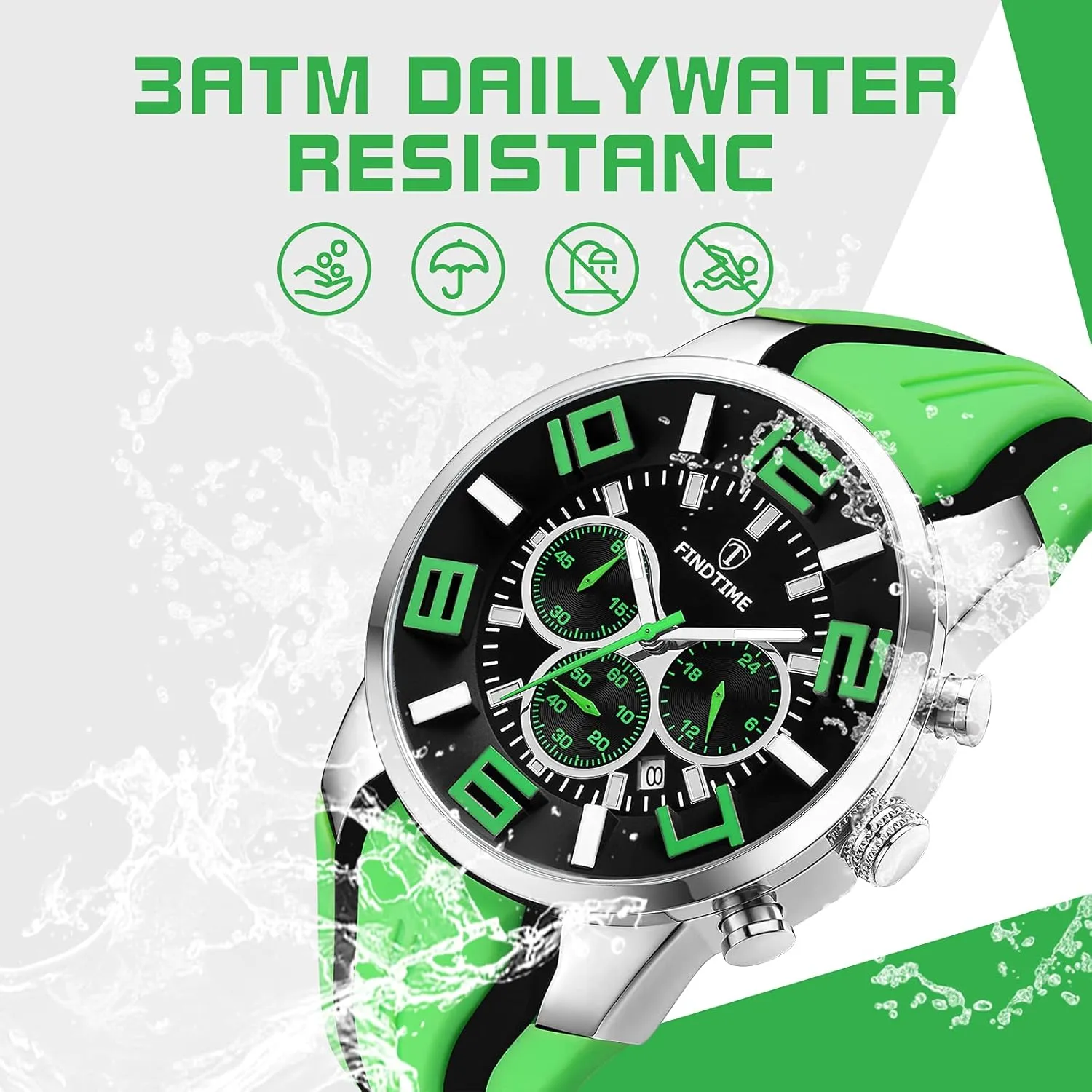 findtime Mens Sport Watches for Men Reloj para Hombre Colorful Cool Unique Analog Stylish Wrist Watch Chronograph for Running Training Stopwatch