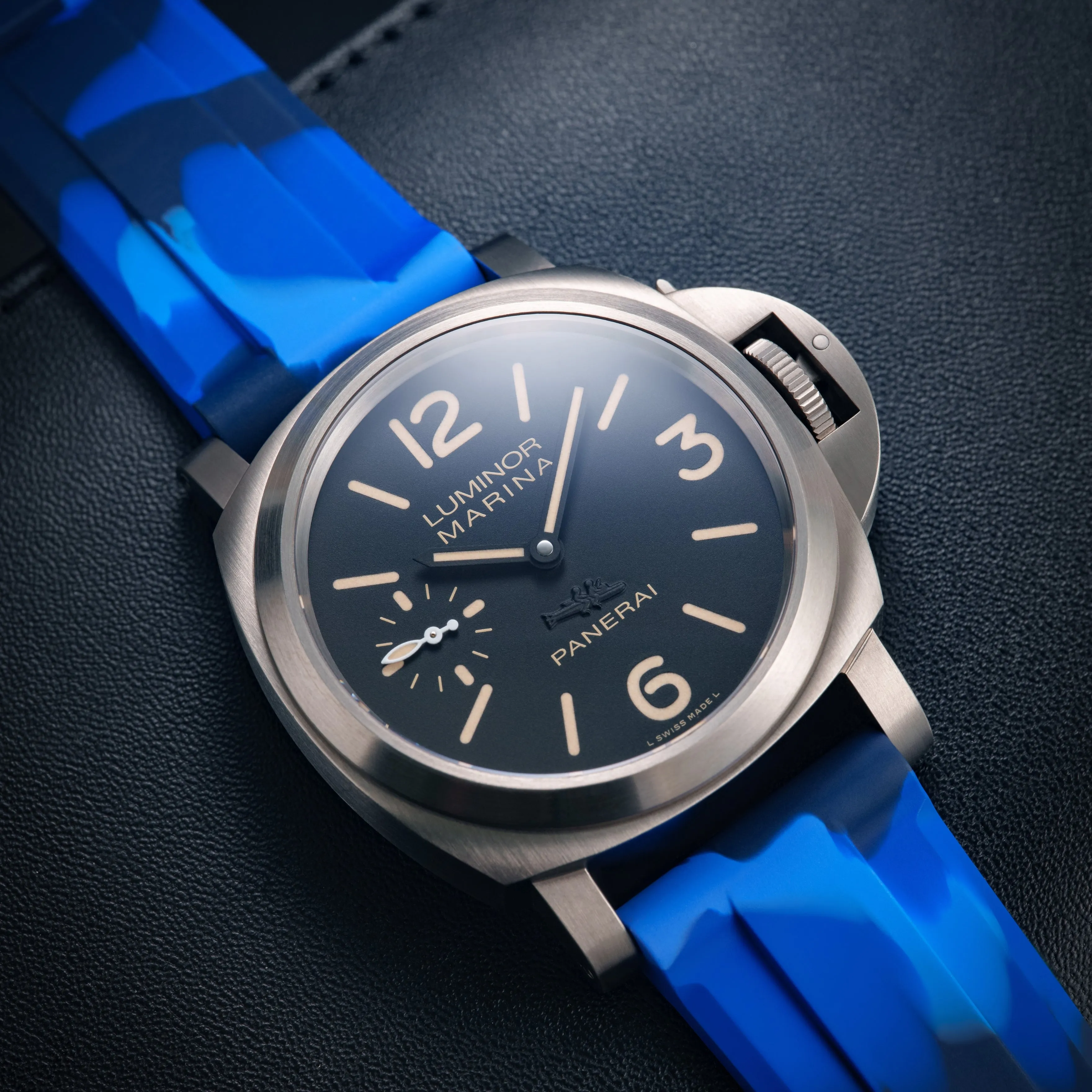 FKM Rubber Strap for Panerai Luminor - Deep Blue Camo