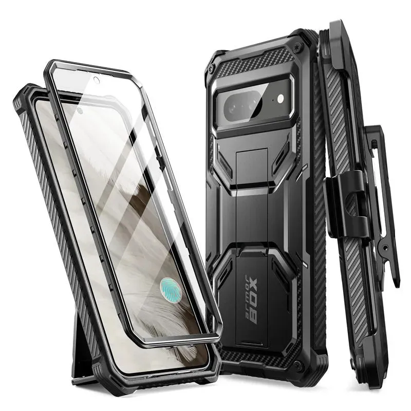 For Google Pixel 8 Armorbox Full-body Rugged Anti-slip Bumper Case with Built-in Screen Protector & Kickstand
