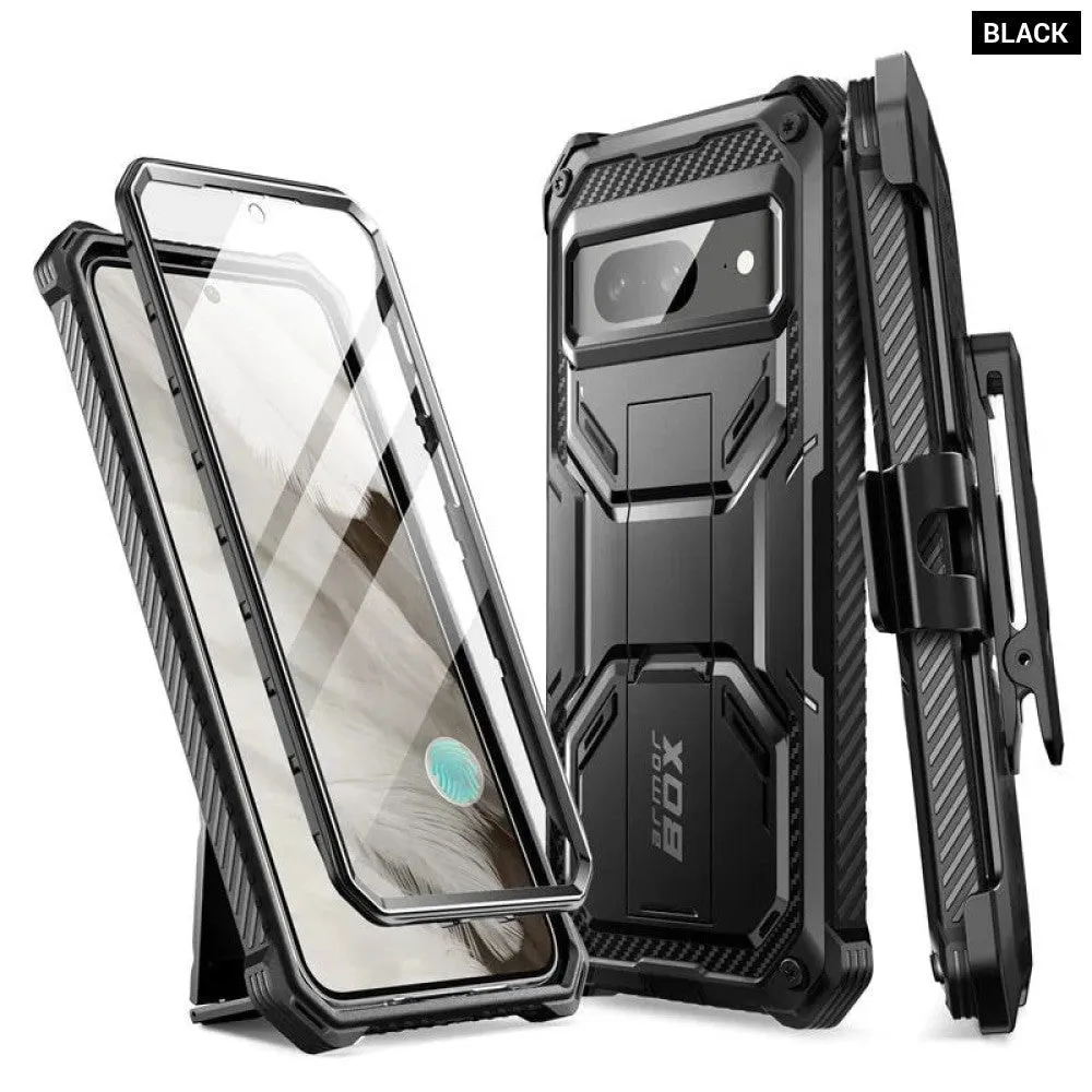 For Google Pixel 8 Armorbox Full-body Rugged Anti-slip Bumper Case with Built-in Screen Protector & Kickstand