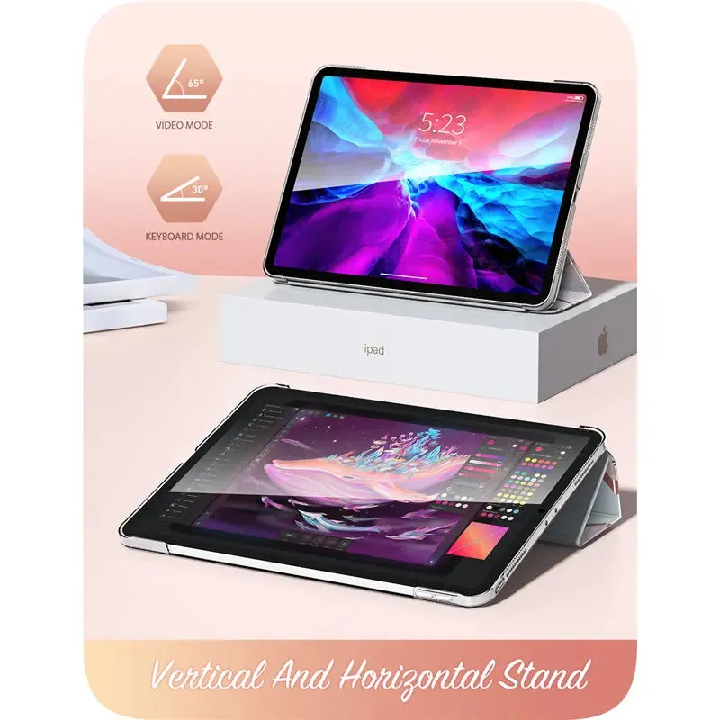 For Ipad Pro 12.9 Inch 2022 / 2021 / 2020 Cosmo Lite Slim Trifold Stand Smart Clear Hard Back Protective Case