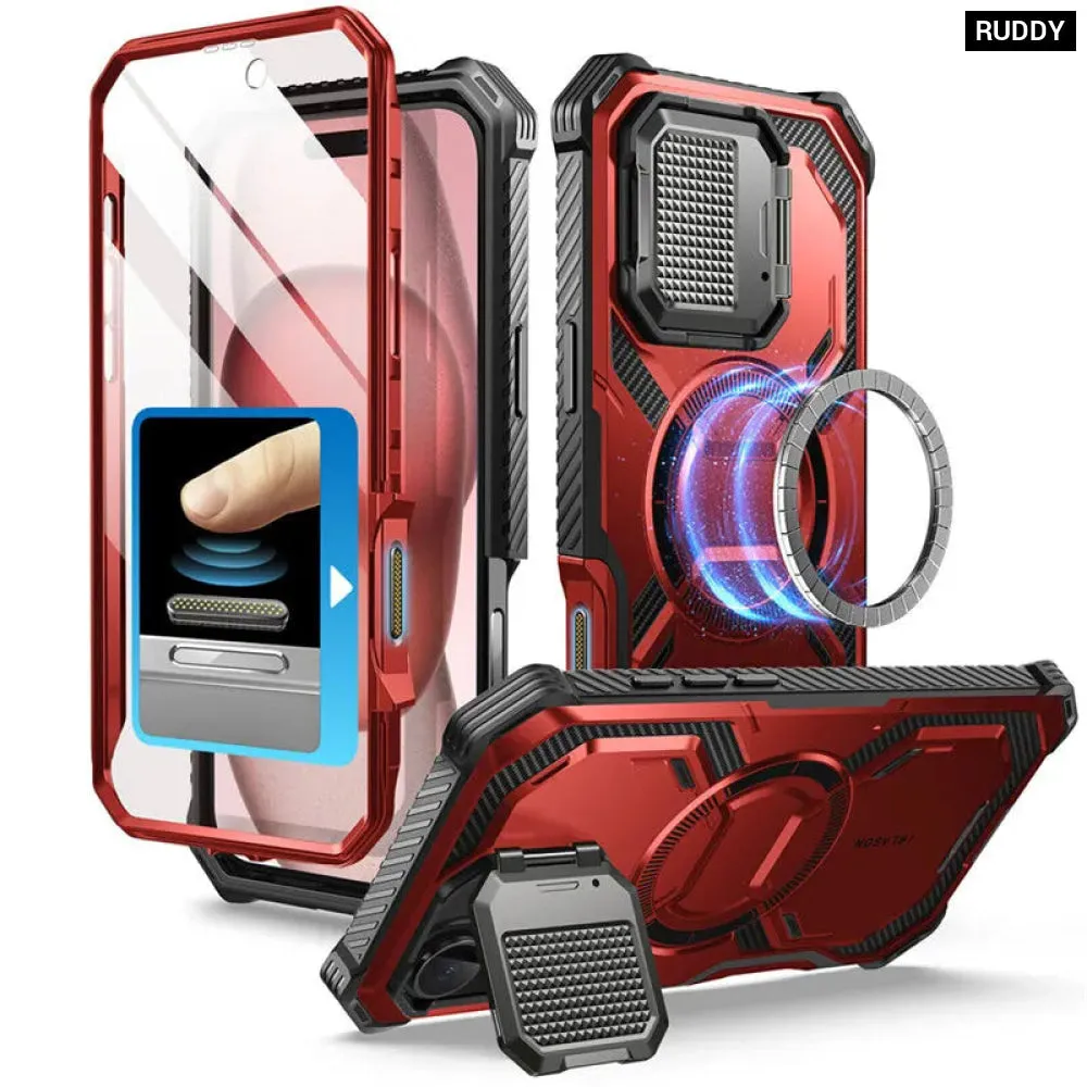 For Iphone 16 Plus 6.7" Armorbox Full-body Rugged Holster Bumper Phone Case with Built-in Screen Protector