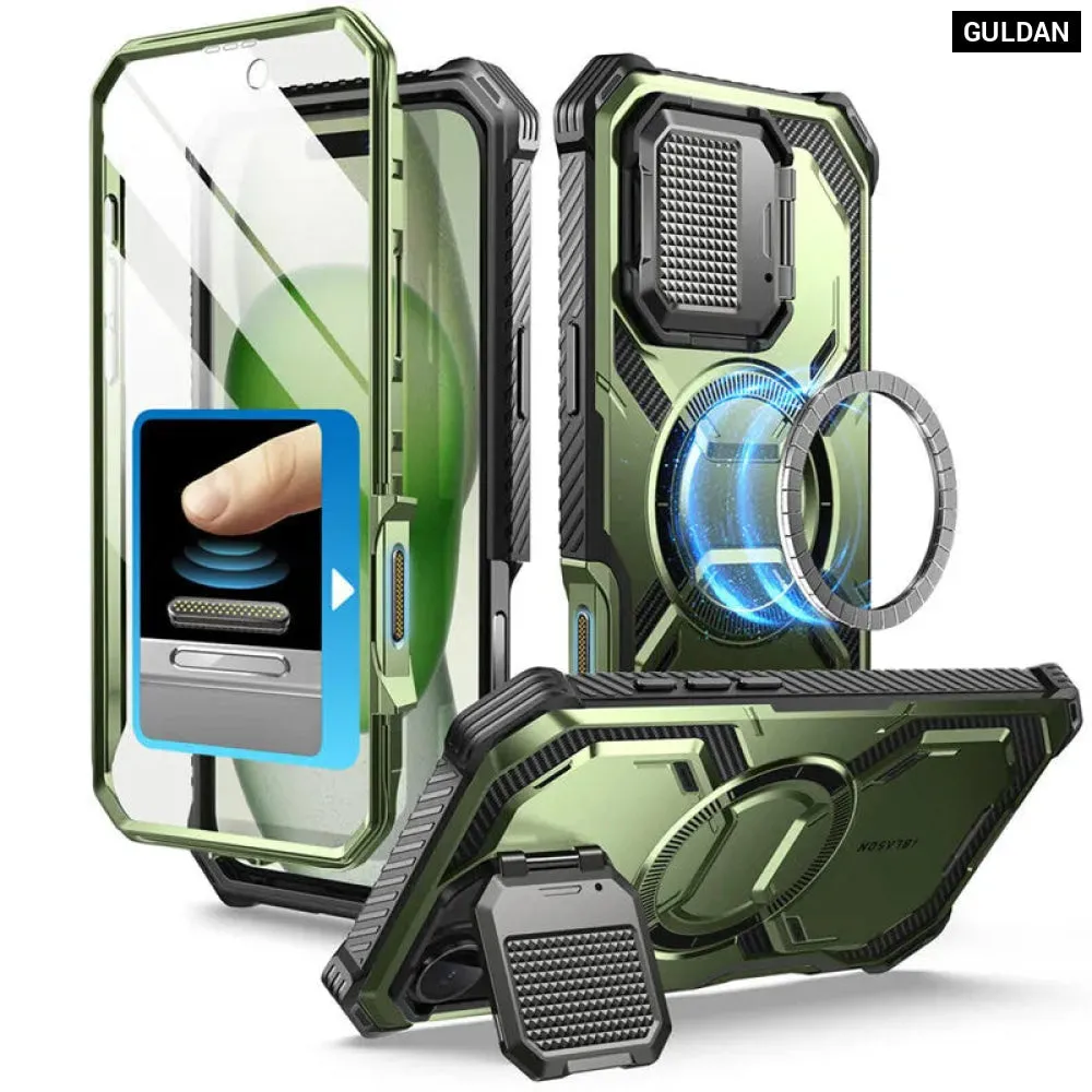 For Iphone 16 Plus 6.7" Armorbox Full-body Rugged Holster Bumper Phone Case with Built-in Screen Protector