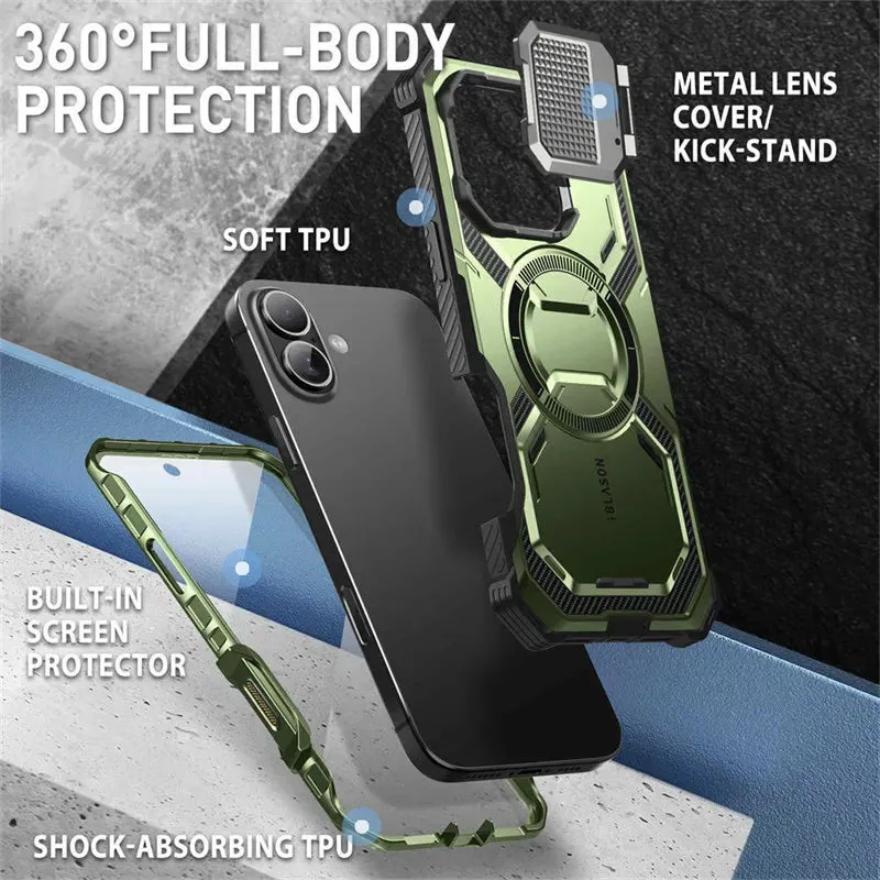 For Iphone 16 Plus 6.7" Armorbox Full-body Rugged Holster Bumper Phone Case with Built-in Screen Protector