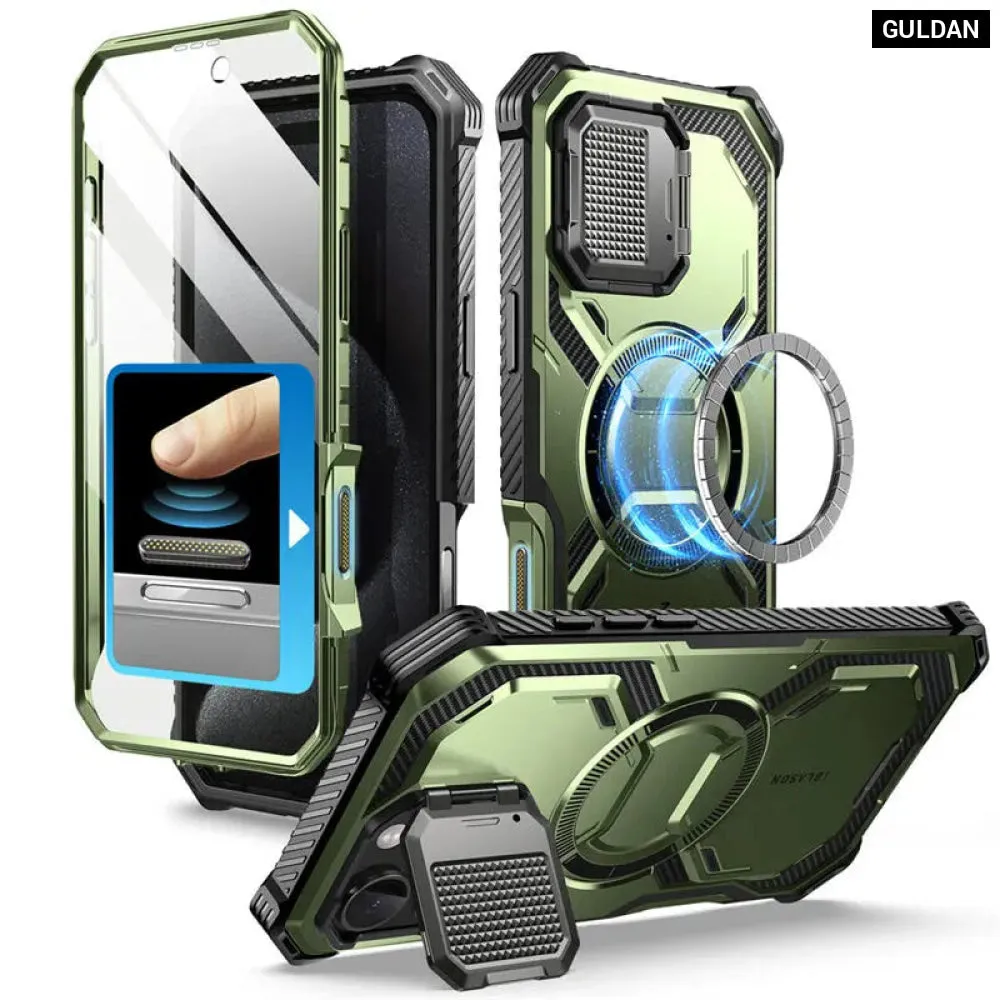For Iphone 16 Pro 6.3" Armorbox Full-body Rugged Holster Bumper Phone Case with Built-in Screen Protector