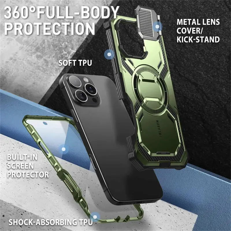 For Iphone 16 Pro 6.3" Armorbox Full-body Rugged Holster Bumper Phone Case with Built-in Screen Protector
