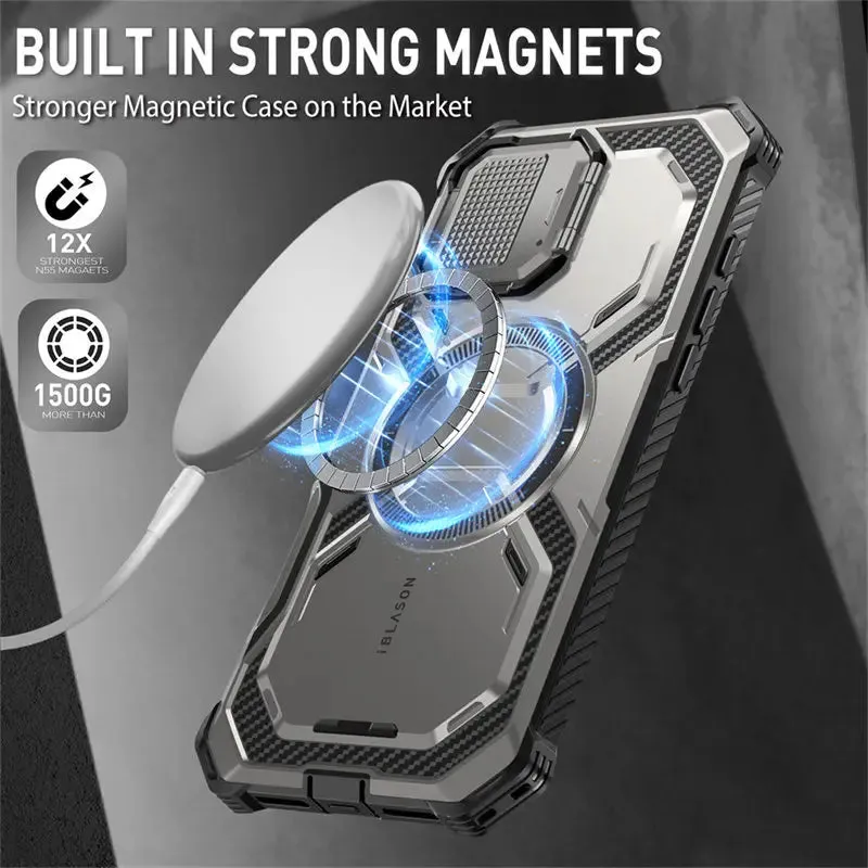 For Iphone 16 Pro 6.3" Armorbox Full-body Rugged Holster Bumper Phone Case with Built-in Screen Protector