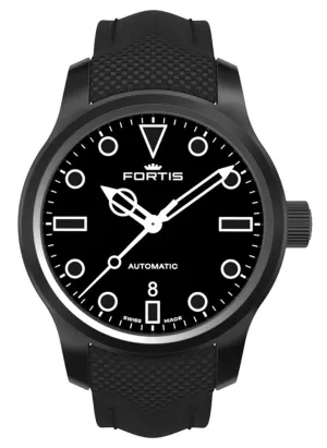 Fortis Shoreliner Vik Beach Automatic Black PVD Black Dial Black Textile Strap Date Divers Mens Watch F4020002