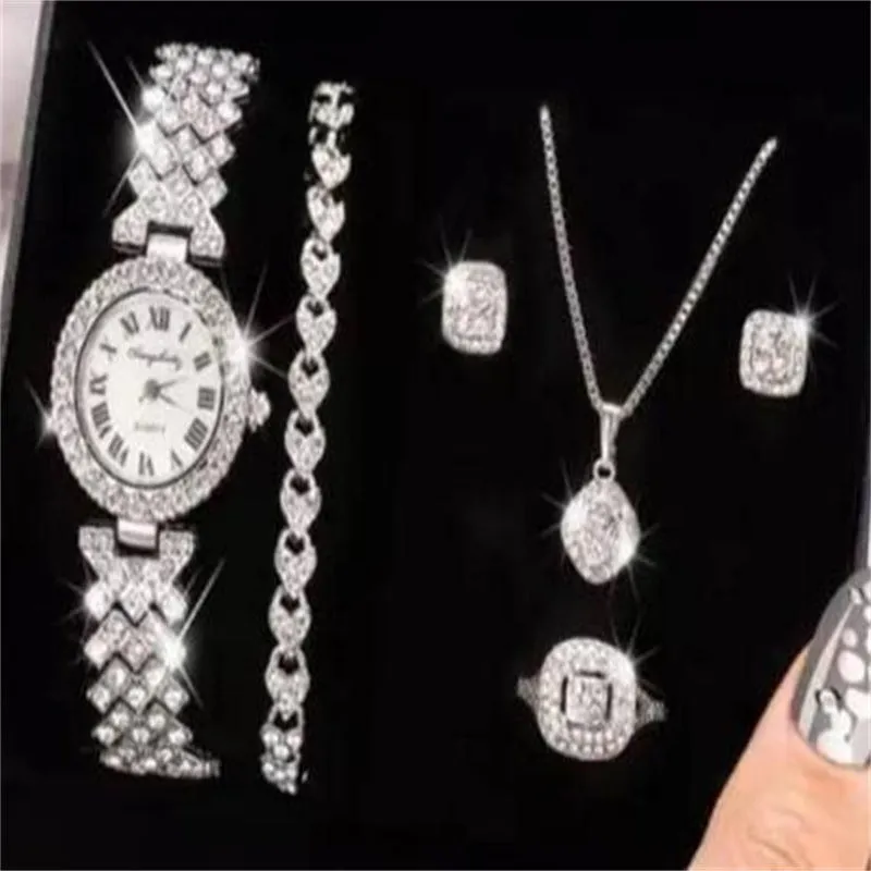 Full Diamond Luxury Bracelet Watch Set Women's Quartz Watch