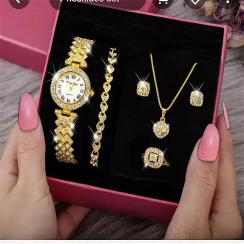 Full Diamond Luxury Bracelet Watch Set Women's Quartz Watch