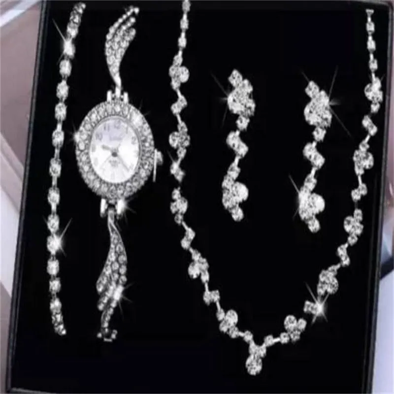 Full Diamond Luxury Bracelet Watch Set Women's Quartz Watch