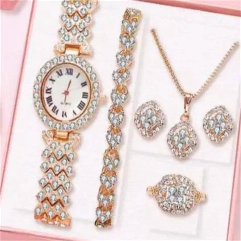 Full Diamond Luxury Bracelet Watch Set Women's Quartz Watch