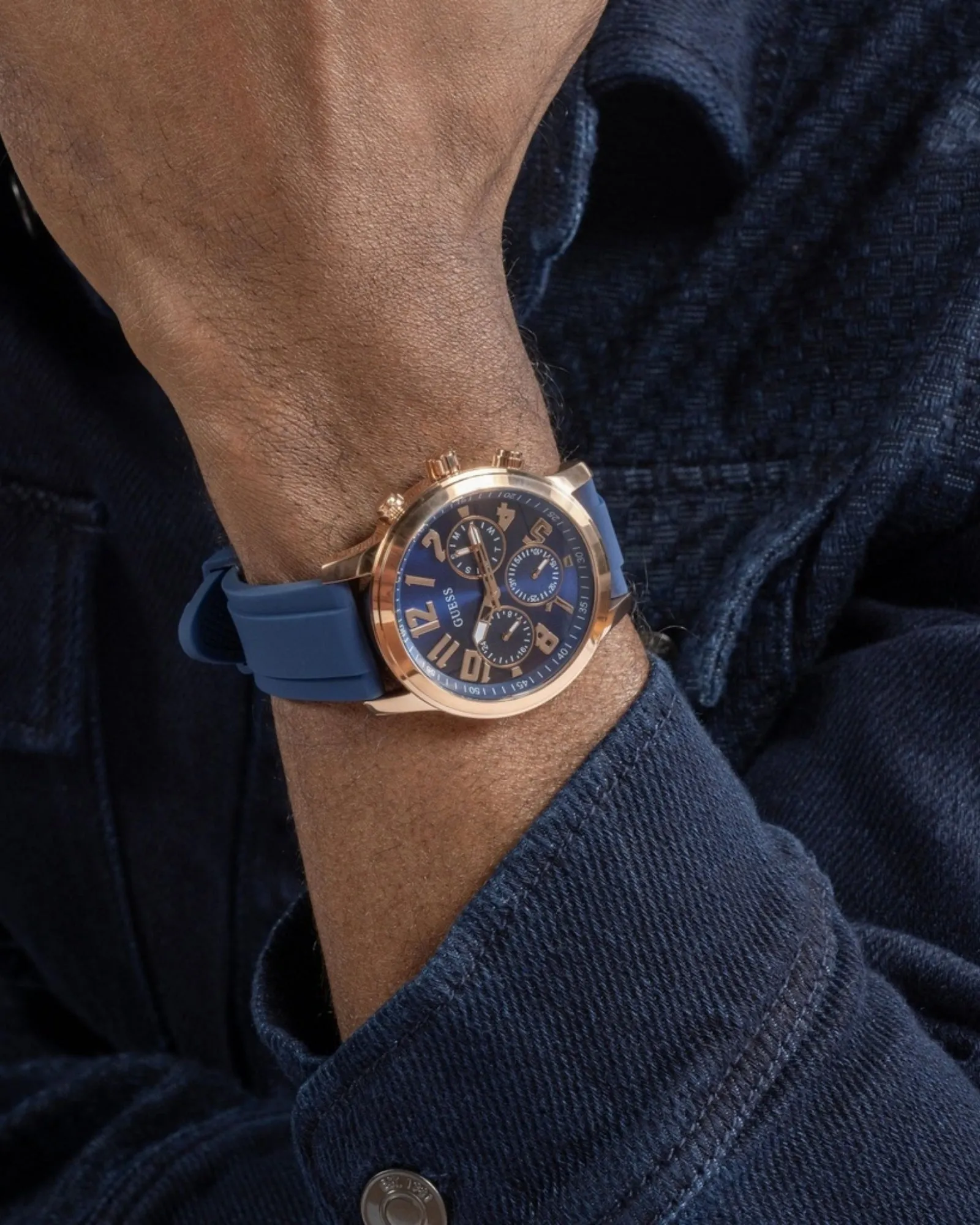 Gold Parker Navy Blue Silicone Watch
