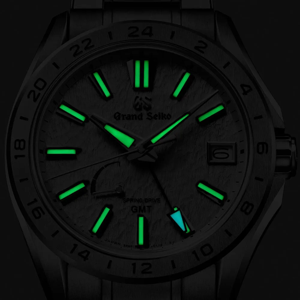Grand Seiko Evolution 9 Mistflake Spring Drive GMT 41mm Grey Dial Titanium Gents Watch SBGE285G
