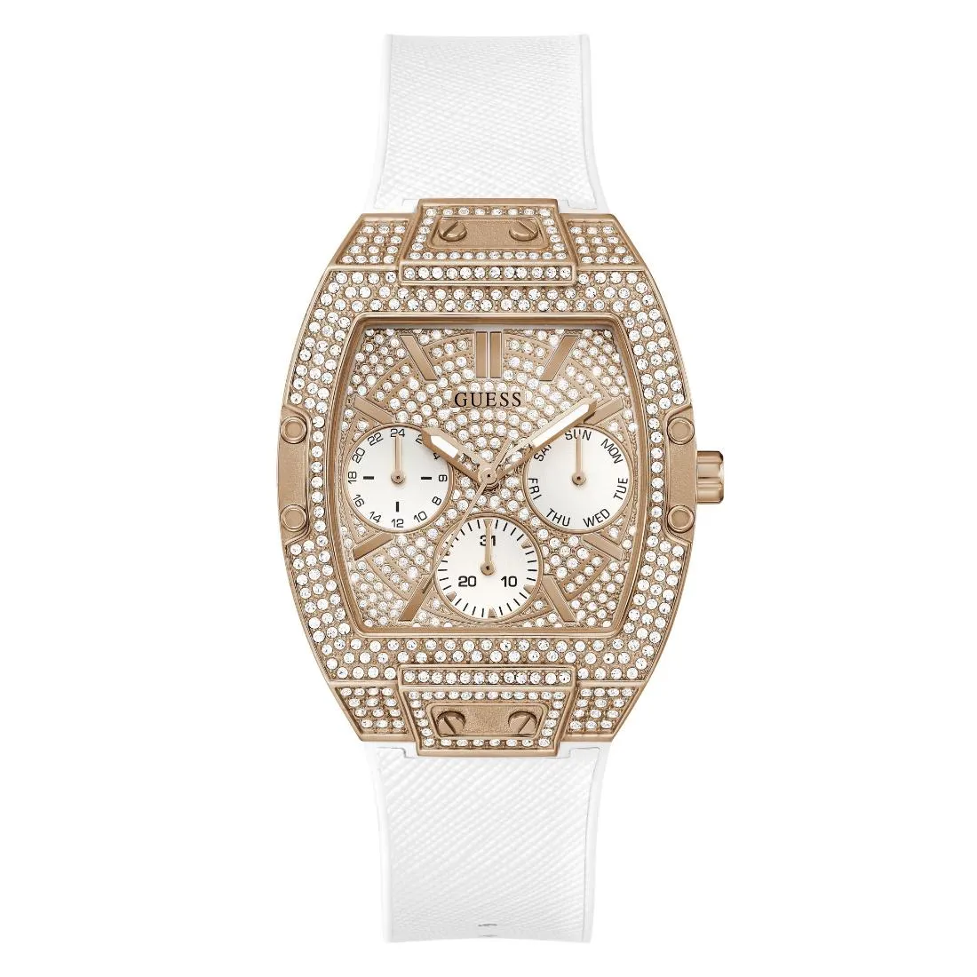 Guess Trend 37.1 mm Size White Dial Women Chronograph Watch - GW0105L3