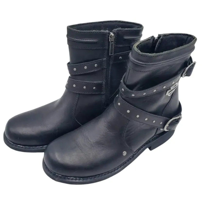 Harley-Davidson Chryse Black Leather Motorcycle Riding Ankle Boots Women (Size 8)