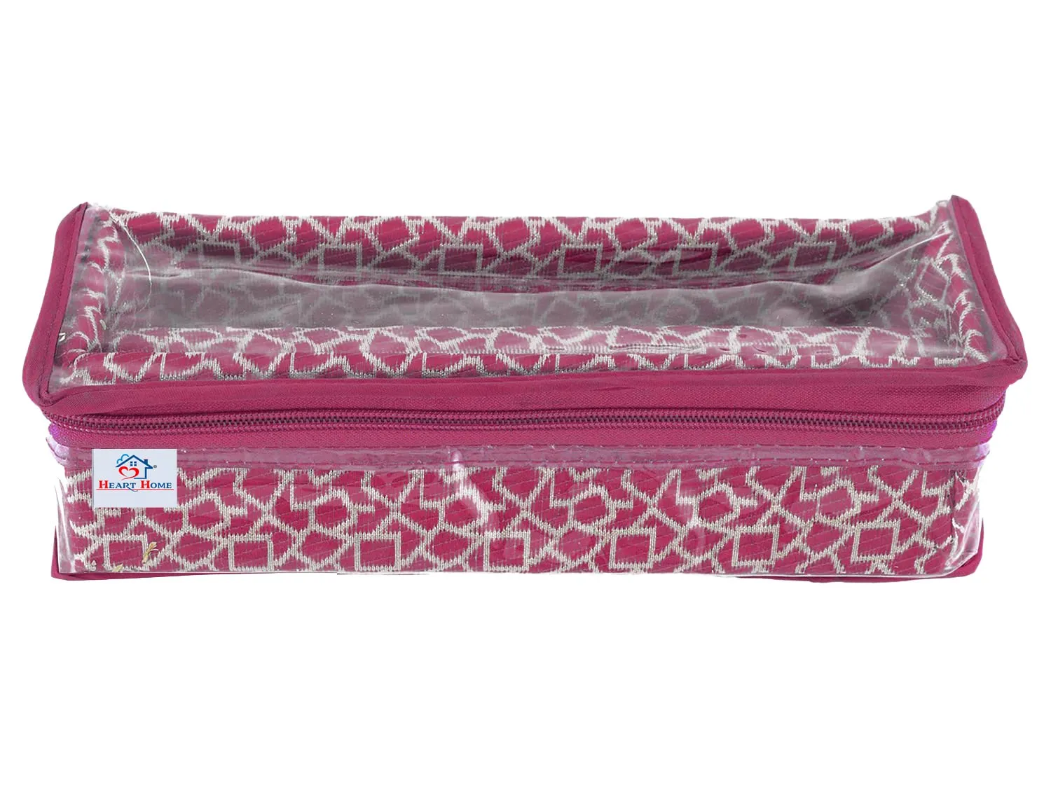 Heart Home Multipurpose Multi Saqare Design Laminated 1 Rod Bangle Box/Organizer/Case With Tranasparent Top - Pack of 2 (Pink)-47HH0291
