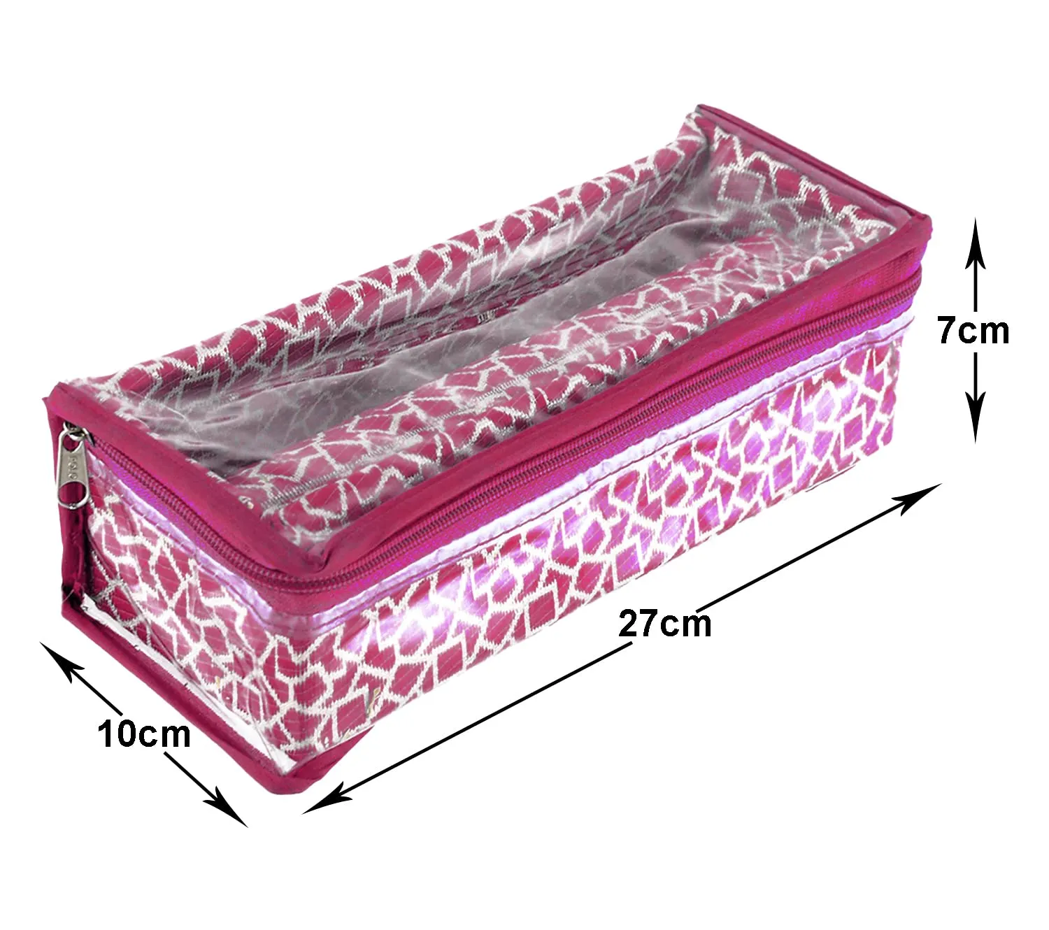 Heart Home Multipurpose Multi Saqare Design Laminated 1 Rod Bangle Box/Organizer/Case With Tranasparent Top - Pack of 2 (Pink)-47HH0291