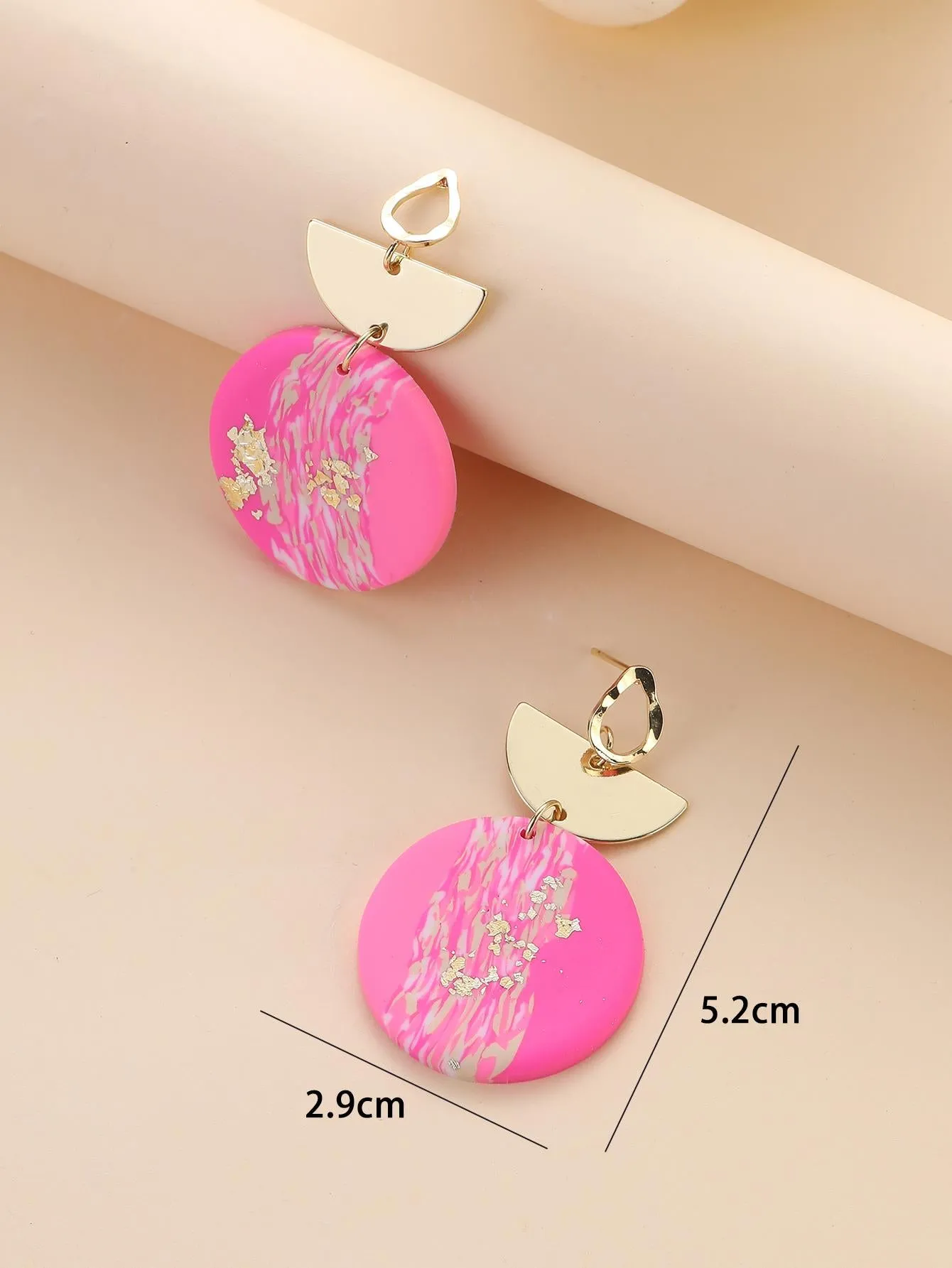 Hot Pink and Gold Clay Earrings