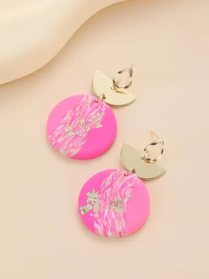 Hot Pink and Gold Clay Earrings