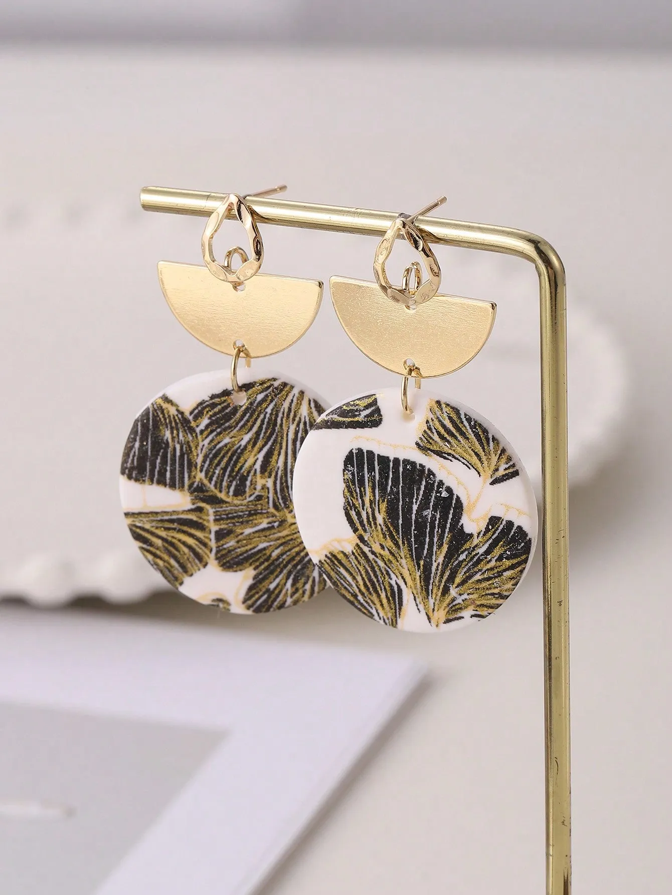 Hot Pink and Gold Clay Earrings