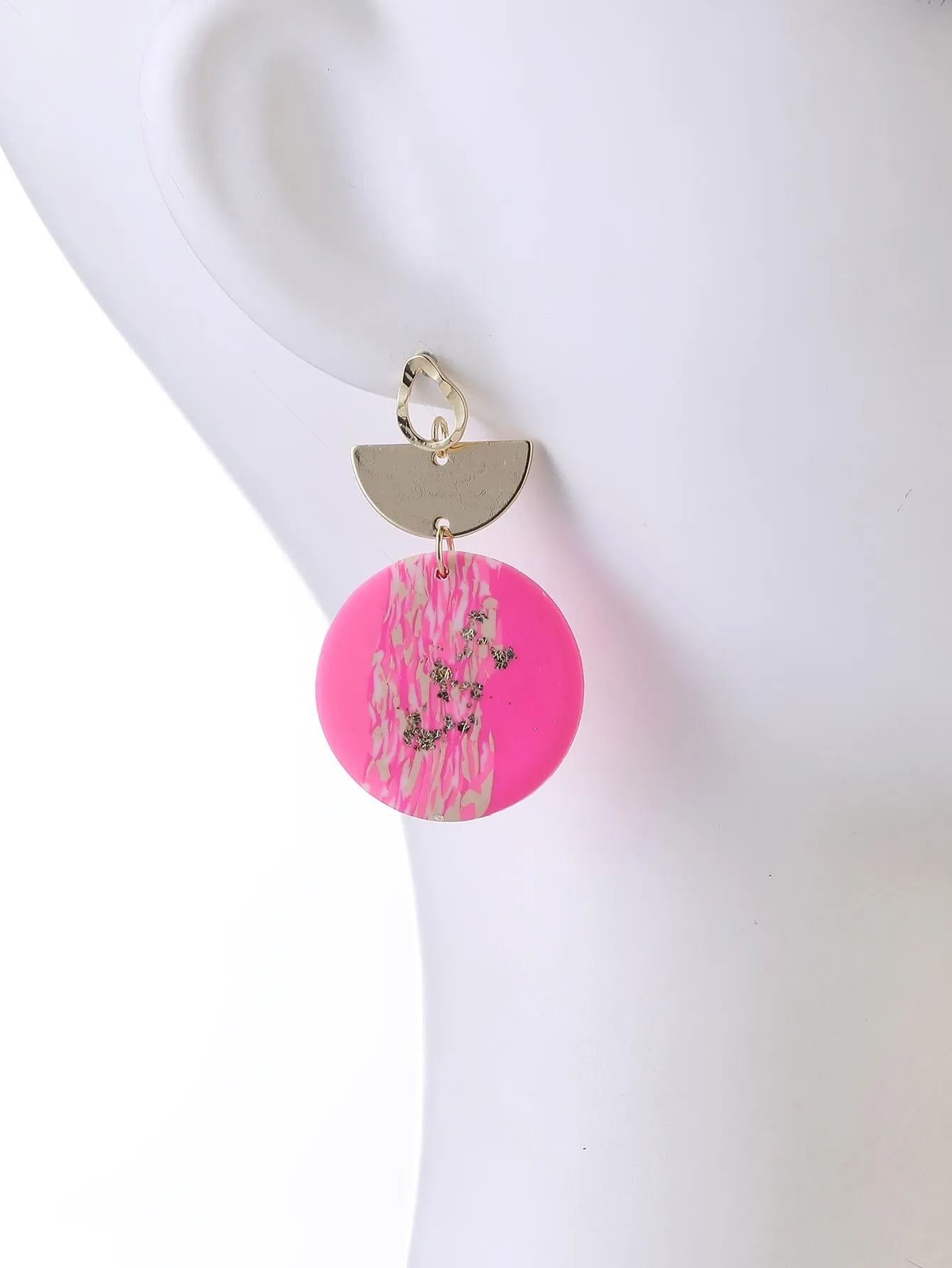 Hot Pink and Gold Clay Earrings