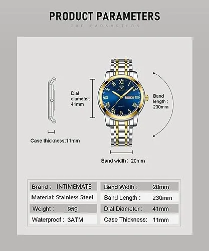 INTIMEMATE Stainless Steel Watches for Men