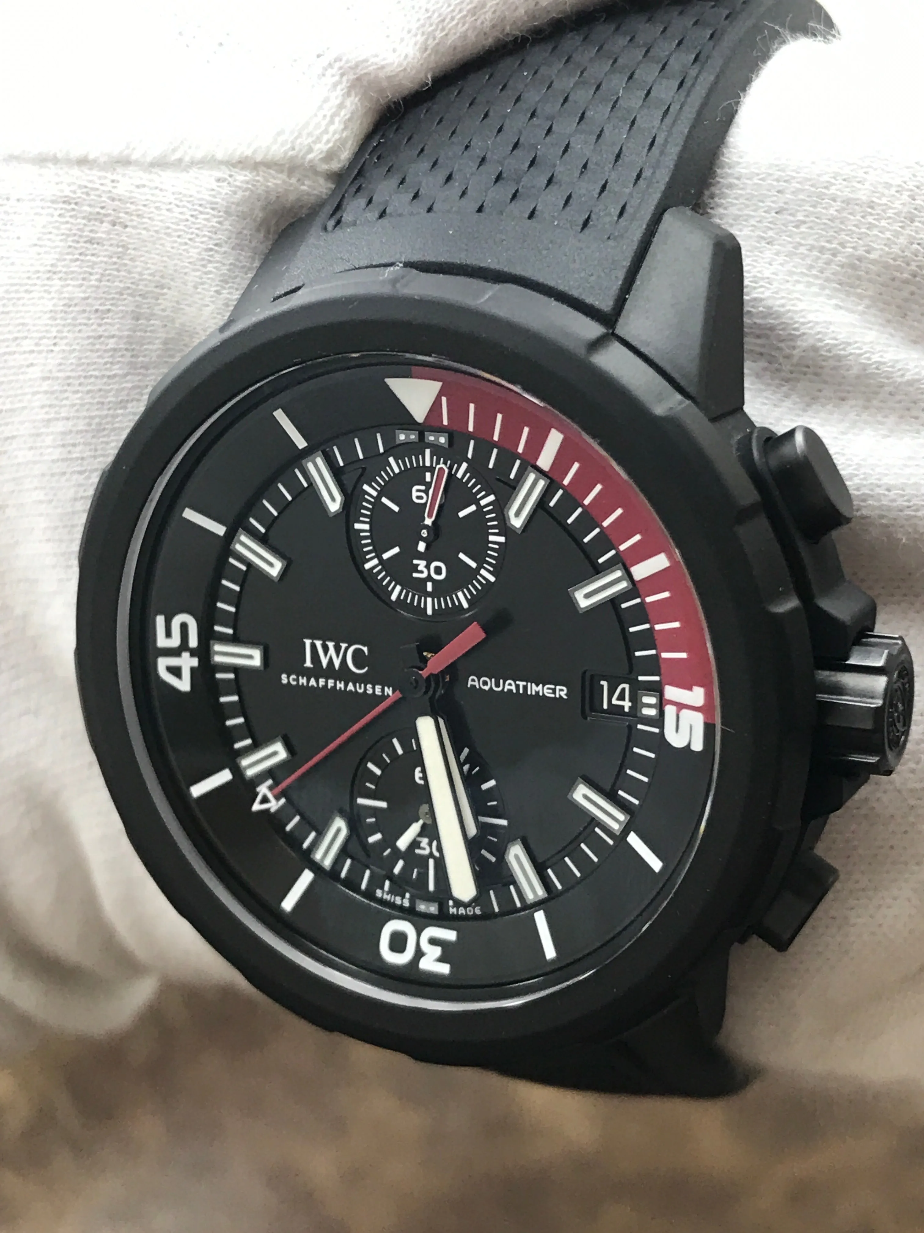 IWC Aquatimer Chronograph La Cumbre Volcano Galapagos IW379505 Black Dial Automatic Men's Watch