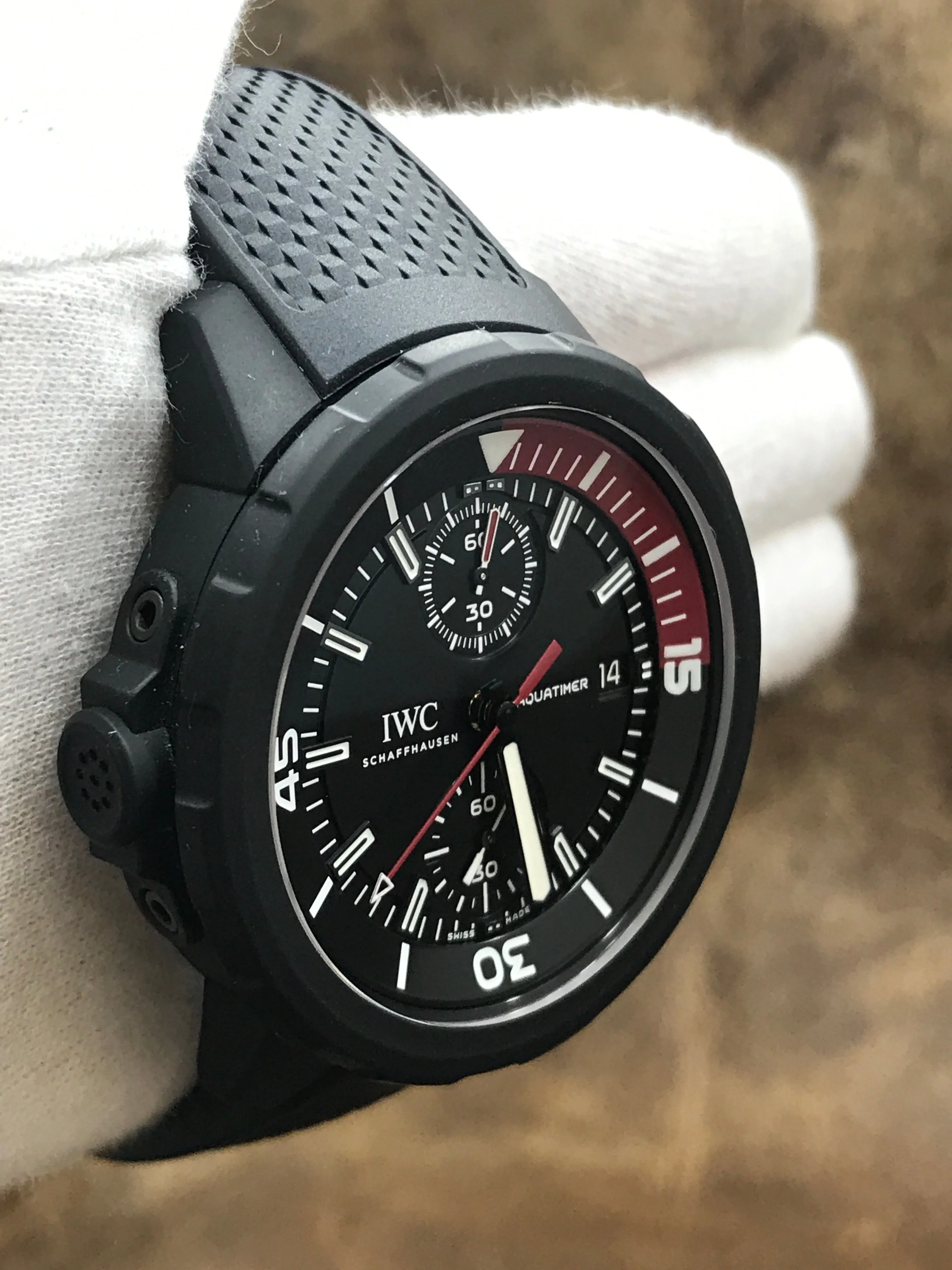 IWC Aquatimer Chronograph La Cumbre Volcano Galapagos IW379505 Black Dial Automatic Men's Watch