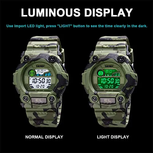 Kids Camouflage LED Sports Waterproof Digital Military Watch